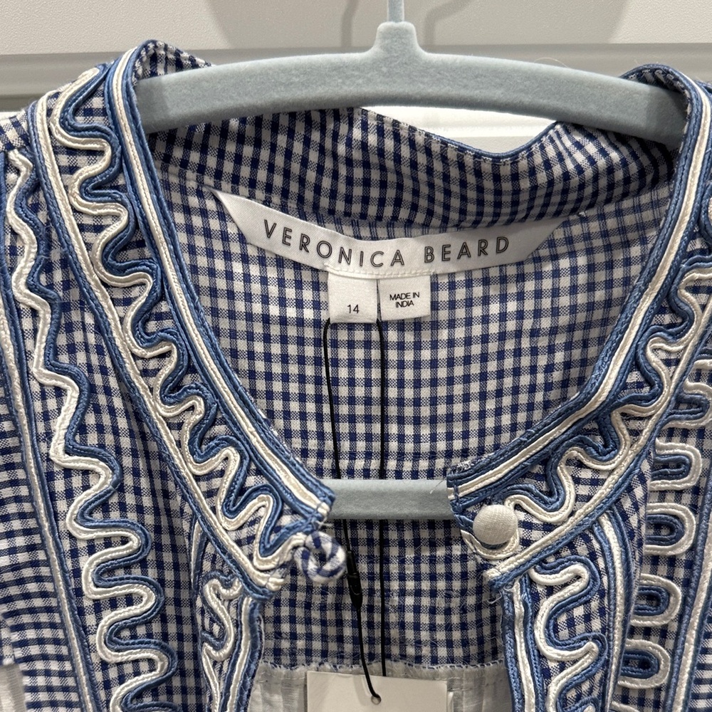 NWT Veronica Beard White and Blue Embroidered Tunic Dress - Picture 2 of 6
